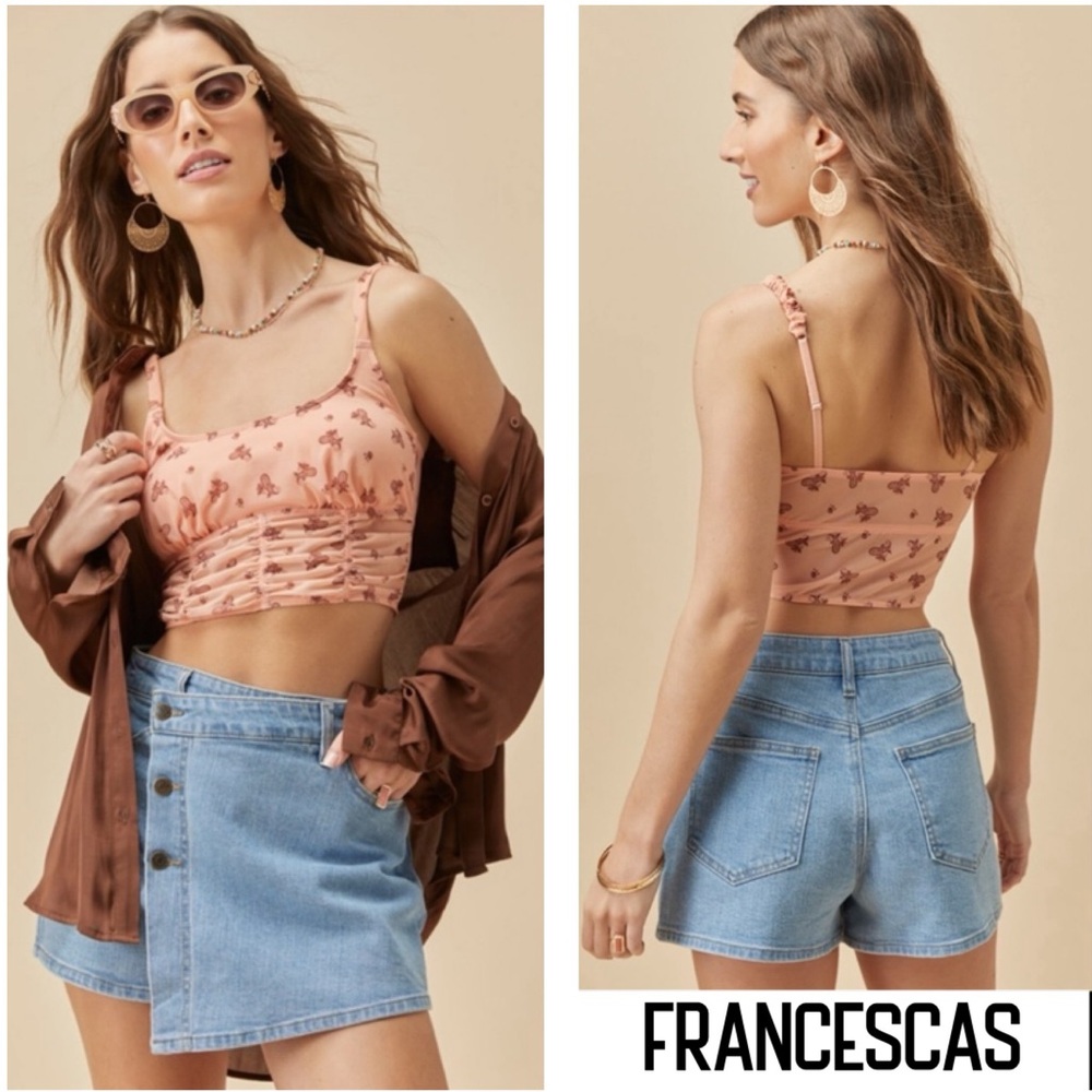 New Francesca’s Jess Coral Paisley Corset Top - Picture 2 of 6